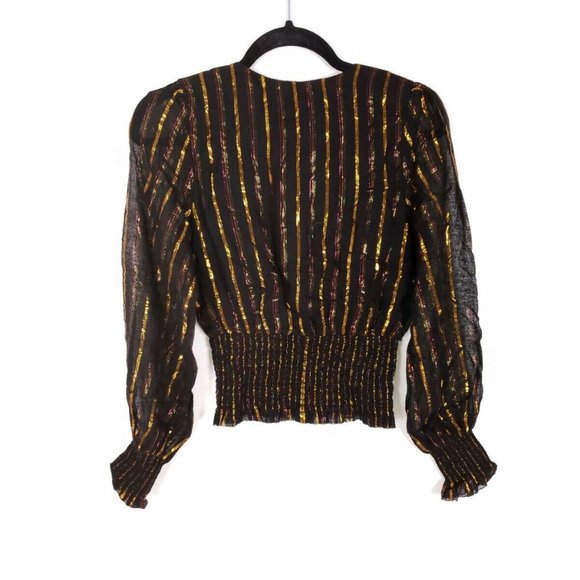 Karina Grimaldi Black and Gold Sheer Top - Picture 5 of 6